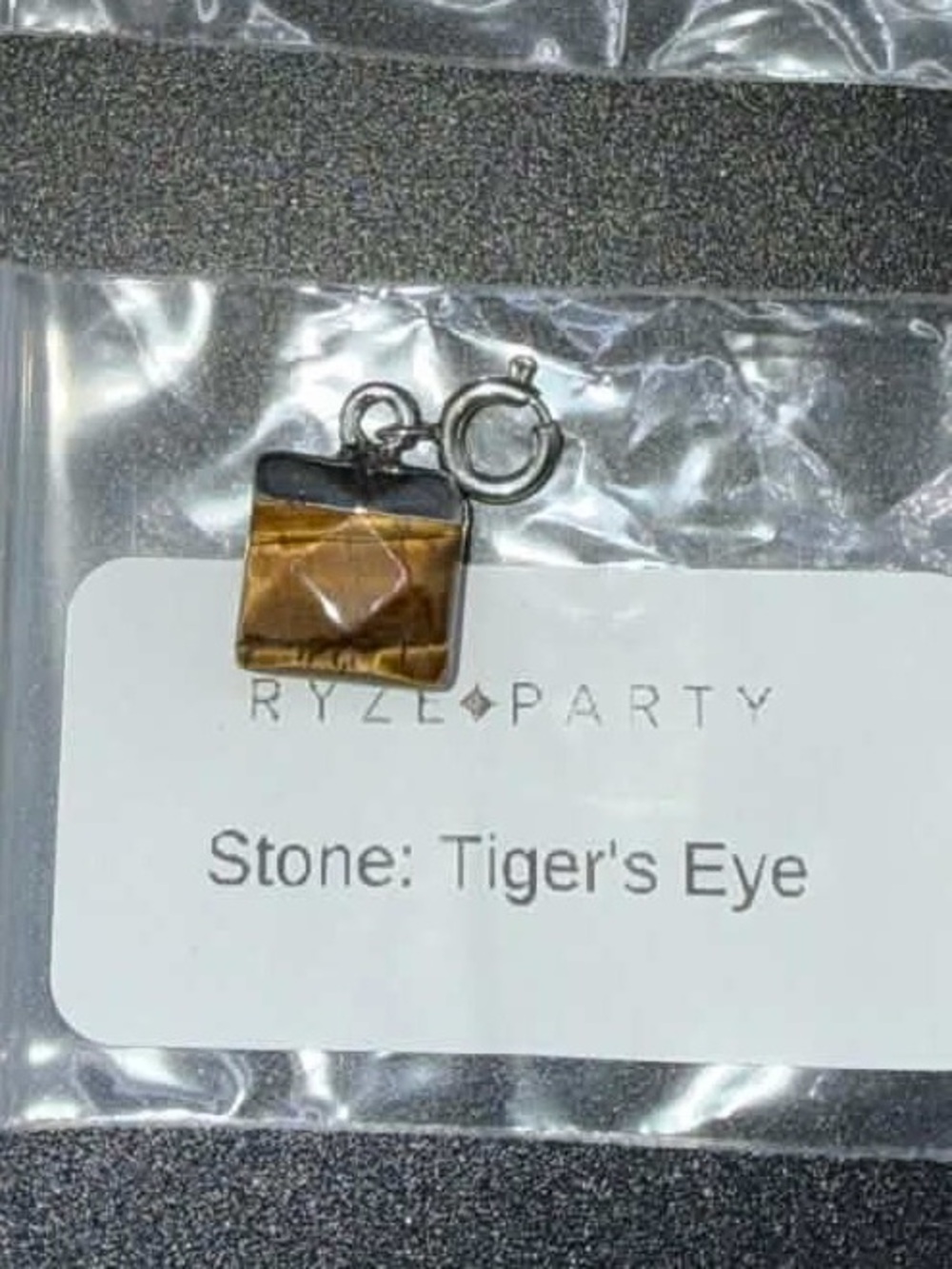RYZE Tiger's Eye Square Charm Bracelet Accent - Brown & goldstone charm NEW